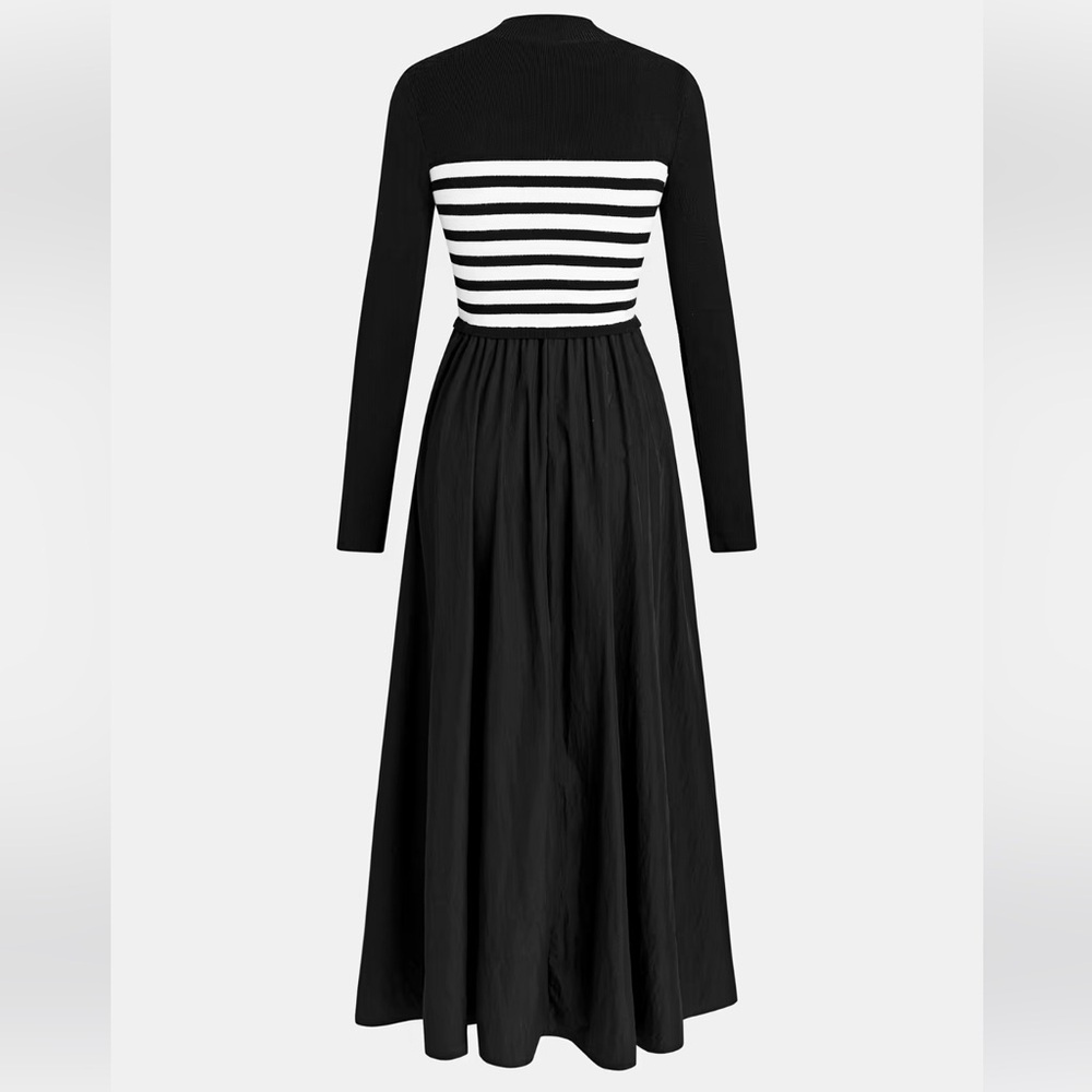 Cupshe Black and White Striped Maxi Dress